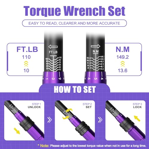 ANPUDS 4PCS Torque Wrench, 1/4 3/8 1/2 3/4-Inch Drive, ±3% Precision - size: 20-240inlb+10-110Ft.lb+30-250Ft.lb+100-650Ft.lb
