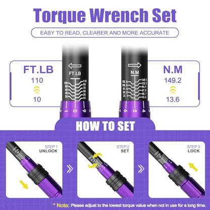 ANPUDS 4PCS Torque Wrench, 1/4 3/8 1/2 3/4-Inch Drive, ±3% Precision - size: 20-240inlb+10-110Ft.lb+30-250Ft.lb+100-650Ft.lb
