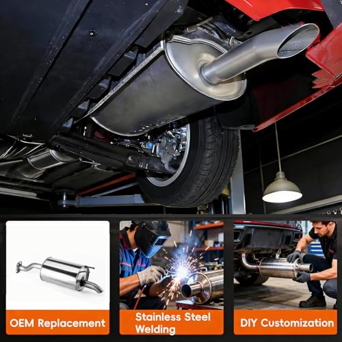 409 Stainless Steel Rear Exhaust Muffler for 2012-2015 Honda Civic HC09 - size: w/ Hanger For 2012-2015 Honda Civic