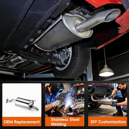 409 Stainless Steel Rear Exhaust Muffler for 2012-2015 Honda Civic HC09 - size: w/ Hanger For 2012-2015 Honda Civic