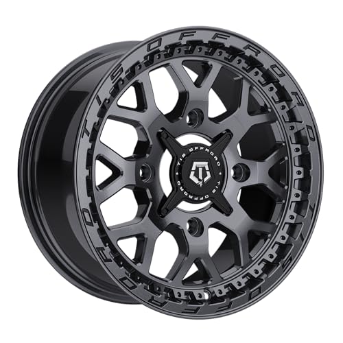TIS UTV 558A 14X7 Satin Anthracite w/Milled Black Lip Logo - 4X137 Bolt Pattern, +10 Offset, Hub Bore 110.18mm - color: Satin Anthracite w/Milled Black Lip Logo, size: Size: 14X7 | BP: 4X137 | Offset: +10