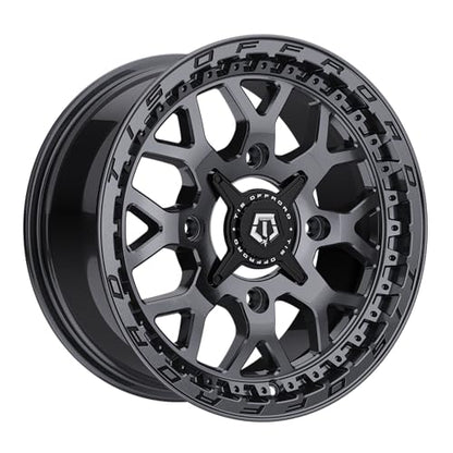 TIS UTV 558A 15X7 Satin Anthracite w/Milled Black Lip Logo - 4X156 Bolt Pattern, +10 Offset, Hub Bore 132.5mm - color: Satin Anthracite w/Milled Black Lip Logo, size: Size: 15X7 | BP: 4X156 | Offset: +10