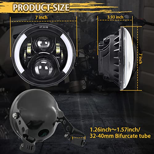 SKTYANTS 7" 7 Inch Round LED Motorcycle Headlight assembly with 7 Inch Housing Bucket DRL Turn Signal Lights for Motorcycle Headlights