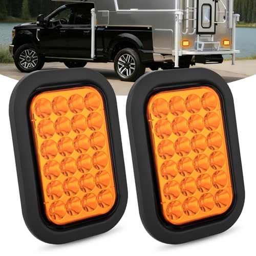 Nilight 5" X 3" Rectangular Trailer Tail Light 2 PCS Amber 24 LED - color: 2Pcs Amber 24Led Lights 5x3Inch