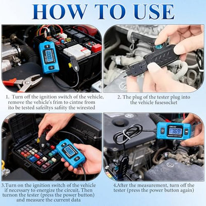 Automotive Circuit Fault Probe Tester, 20A 48V High-Precision Current Tester, Car Circuit Probe Tester, Car Relay Fuse Blade Checker with LED Display and Lighting for Various Vehicles
