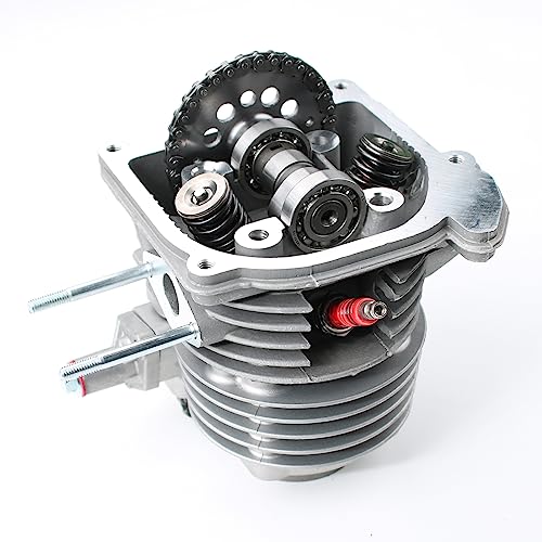 Glixal GY6 100cc 50mm Complete Big Bore Cylinder Rebuild Kit with Performance Big Valve Cylinder Head Assy for 139QMB 139QMA 147QMD Engine Scooter Moped ATV Go-Kart (69mm-18.5/20.5mm Larger Valves)