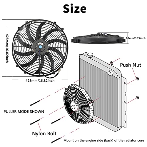 16'' Electric Radiator Fan w/Thermostat Wiring Switch Relay Kit - color: Black, size: 16 Inch-relay Kit