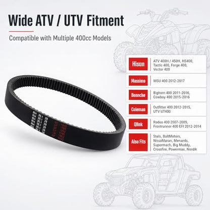 25300-003-0000 Drive Belt Transmission Belt for Hisun HS400 Tactic Forge 400 Massimo MSU Bennche Bighorn Coleman Outfitter UTV ATV 400cc Drive Clutch 854 30.1 28
