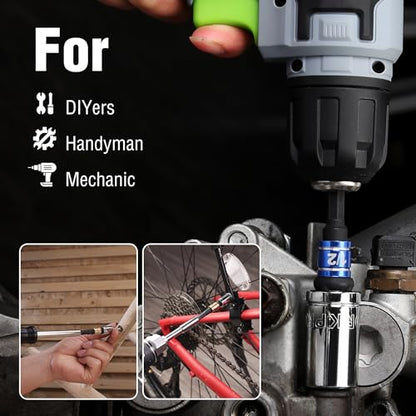 WORKPRO Impact Grade Socket Adapter Set, 1/4", 3/8", & 1/2" Drive, Extension Driver Bit With Holder, for Power Drill to High Torque Impact Wrench, 6PCS