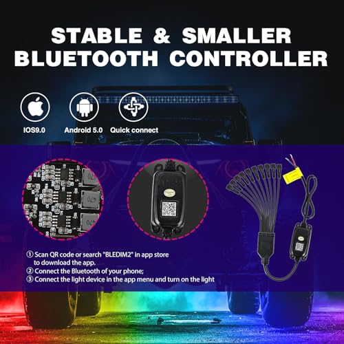 Nilight RGB LED Rock Lights Kit 10 Pods Underglow Multicolor Neon Pod - color: RGB 3LED, size: 10 Pods
