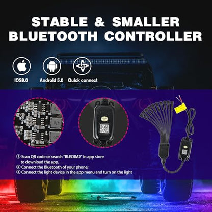 Nilight RGB LED Rock Lights Kit 10 Pods Underglow Multicolor Neon Pod - color: RGB 3LED, size: 10 Pods