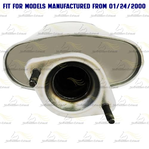Exhaust Muffler Tail Pipe Compatible with Jeep Wrangler 2000-2002 2.5L | Stainless Steel | Northeastern Exhaust | Includes Clamp, Hangers and Bolt Kit | Direct-Fit Replacement