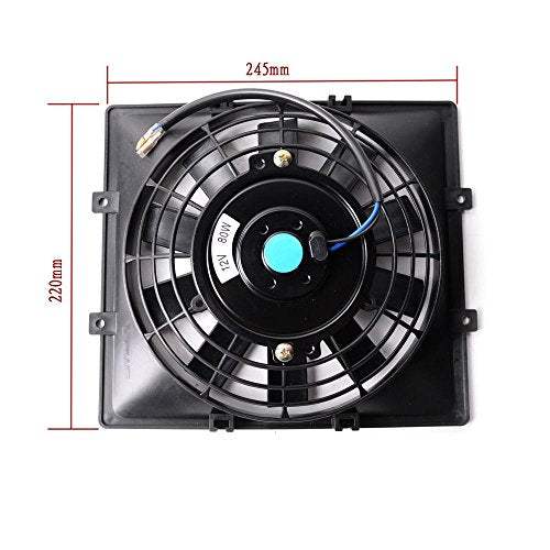 Universal 28 Row 10AN-10AN Aluminum Engine Transmission Oil Cooler + 7" Fixed Engine Cooling Fan