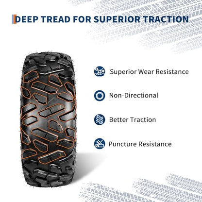 2PCS AT25X8-12 Heavy Duty 6PR ATV/UTV All-Terrain Tubeless Tires – Off-Road, Puncture Resistant, High Load, All Terrain Tires 20mm Tread Depth 25x8x12- for Mud, Sand, Trail, Rock – Tubeless - size: DAV110 25X8-12