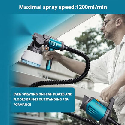 Tilswall Shark800 Paint Sprayer HVLP 800W Electric Spray Paint Gun, Blue - color: Blue