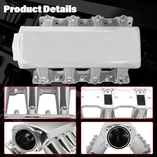 92mm Intake Manifold with Fuel Rails & Hardware Kit, Compatible with Chevy GM LS LS1 LS2 LS6 Engines 4.8L 5.3L 5.7L 6.0L High Flow Aluminum Sheet Metal (Silver) - color: Silver