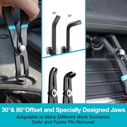 DURATECH Push Pin Pliers Set with 30 Degree and 80 Degree Offset Jaws