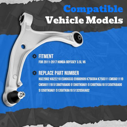 AUTOKAY Front Lower Control Arm Kit for Honda Odyssey 2011-2017 3.5L V6 - size: 20.08''×19.69''×6.3''
