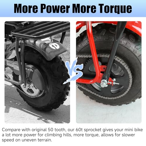 YOXUFA Mini Bike Sprocket 60T with 420 Chain 90 Links Compatible with Coleman CT200U BT200X CT200U-EX Baja Warrior Massimo TrailMaster MB200 Axis M200 Predator 212 196cc 200cc 6.5hp Powersports Parts - color: black
