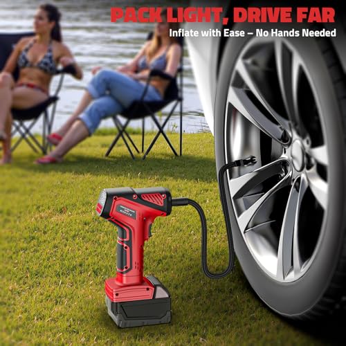 DIYtoolifz 150PSI Tire Inflator Compatible with Milwaukee 18V Battery - color: Red, size: 150 PSI