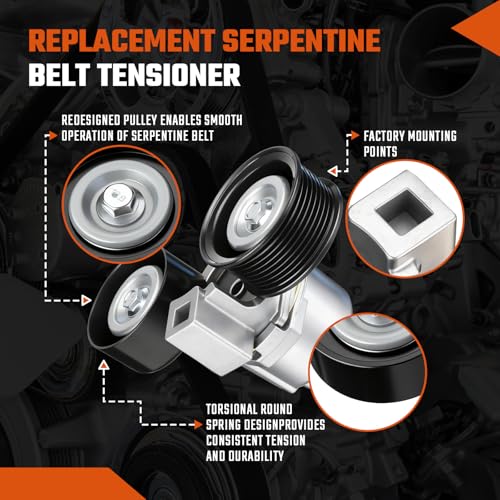 Belt Tensioner with Pulley Fit for Ford Excursion 2000-2003, F-250 F-350 - size: F8UZ6B209CA