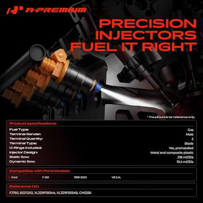 A-Premium 4 Holes Set of 8 Fuel Injectors Compatible with Ford