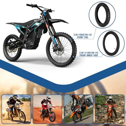 60/100-14 2.50-14 Front Tire and Inner Tube Set, 60/100-14 Dirt Bike Tire Tube for CRF110 KLX110 KX65 XR70 SSR125 110cc 125cc CRF70 KX60 KX110 RM65 JR80 PW80 TTR90 TTR110 Pit Dirt Bike Off Road