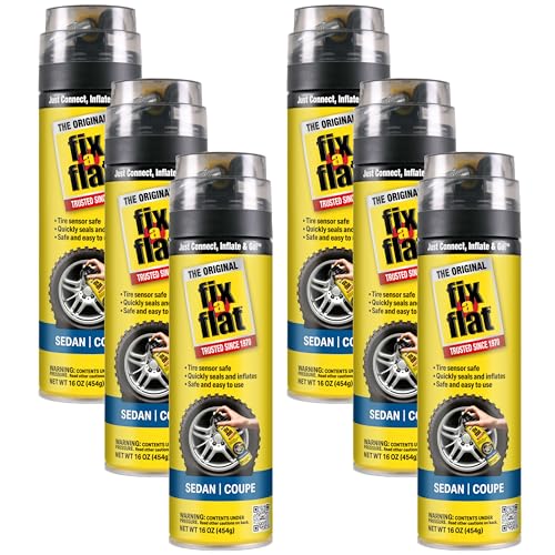 Fix-A-Flat S60420-6PK Aerosol Emergency Flat Tire Repair and Inflator, for Standard Tires, Eco-Friendly Formula, Universal Fit for All Cars, 16 oz. (Pack of 6) - size: Sedan / Coupe (Pack of 6)