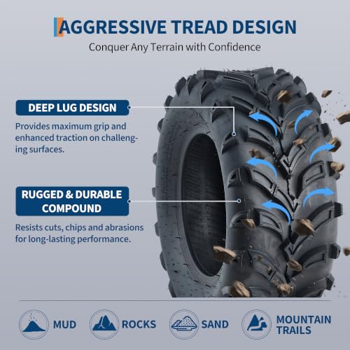 Garvee ATV Tires/UTV Tires, 25x10x12 ATV Tire(250/65-12) TL, 6PR Four Wheeler Tires Set 2,Trail Mud Sand Off-Road Sport Tires,Tubeless - size: 25X10.00-12