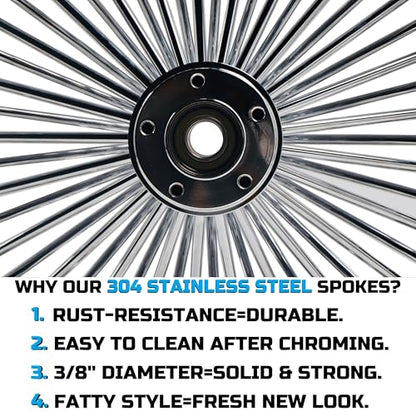 FatFlex 18"×4.25" Wide Rear Wheel Fat Spokes for Harley - style: 18"x4.25", Chrome+Chrome+Chrome(NON-ABS)