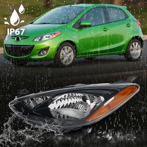 Huray Left Halogen Headlight Assembly for Mazda 2 2011 2012 2013 2014 LH - size: LH(Driver Side)