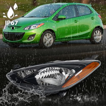 Huray Left Halogen Headlight Assembly for Mazda 2 2011 2012 2013 2014 LH - size: LH(Driver Side)