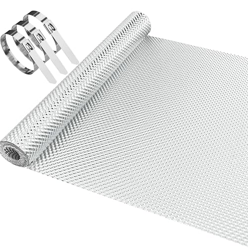 13" x 40" Embossed Exhaust Heat Shield Automotive, Aluminum Exhaust Heat Wrap with 15 Pcs Cable Metal Zip Ties, Exhaust Wrap Heat Barrier Shield for Automotive & Motorcycle Exhaust pipes - size: 1PCS