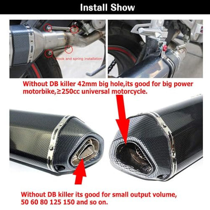PACEWALKER Motorcycle Exhaust Muffler Carbon Fiber 1.5-2" Inlet - size: Carbon Fiber