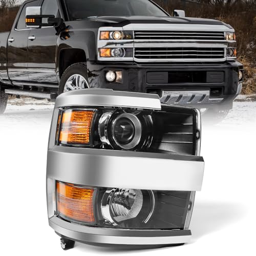 Headlight Fit for Chevy Silverado 2500HD 3500HD 2015-2019 Right - color: Chrome Housing, size: Right Passenger Side