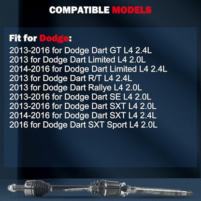 cciyu NCV12103 CV Axle Shaft Assembly Fit For Dodge Dart 2.0L,For Dodge - size: 17-9589