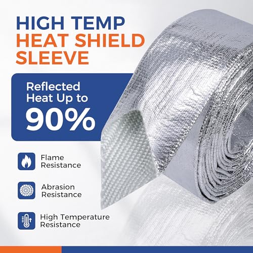 Automotive Heat Shield Sleeve 1-1/2"-22ft High Temp Sheathing Roll - size: 1-1/2"-22ft
