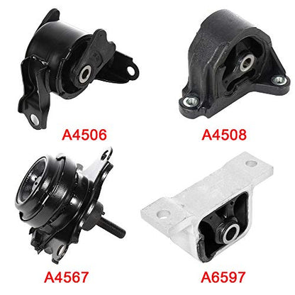 SCITOO Engine Mount Trans Mounts Set A6597 A4503 A4508 A4506 fit for Acura RSX 2002-2006 for Honda Civic Si 2002-2005 2.0L