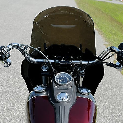 TCMT Headlight Fairing Cover with 15'' Smoke Windshield Fits For Harley Dyna FXDXT T-Sport (Matte Black+Smoke) - color: Matte Black(Smoke Shield)