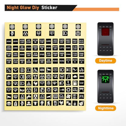 Nilight 8 Gang Rocker Switch Panel SPST On Off 5PIN Electrical Toggle Red - color: Red, size: 8 Gang