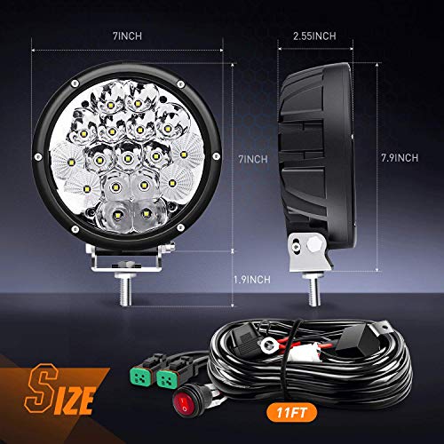 Nilight Pro Series 2PCS 7 Inch Round LED Driving Offroad Light 85W 10200LM - color: 2Pcs 85W 7Inch LED Light Kit