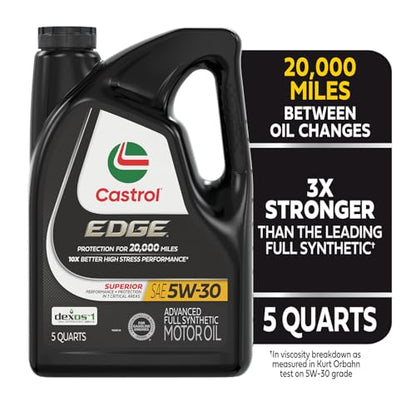 Castrol EDGE 5W-30 Advanced Full Synthetic Motor Oil, 5 Quarts, Pack of 3 - size: 5 Quarts, Pack of 3