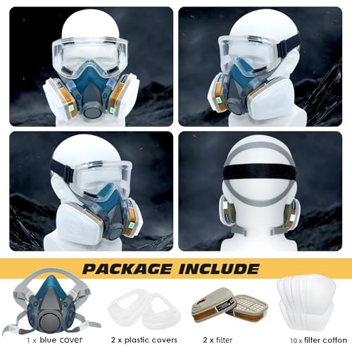 Blue Half Facepiece for Painting, Sanding, Polishing, Woodworking, Epoxy Resin Work, Paint Facepiece for Painters