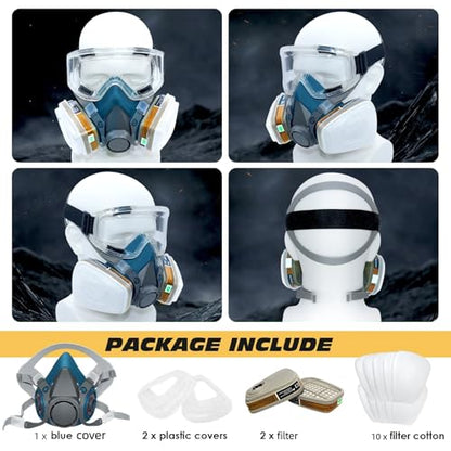Blue Half Facepiece for Painting, Sanding, Polishing, Woodworking, Epoxy Resin Work, Paint Facepiece for Painters