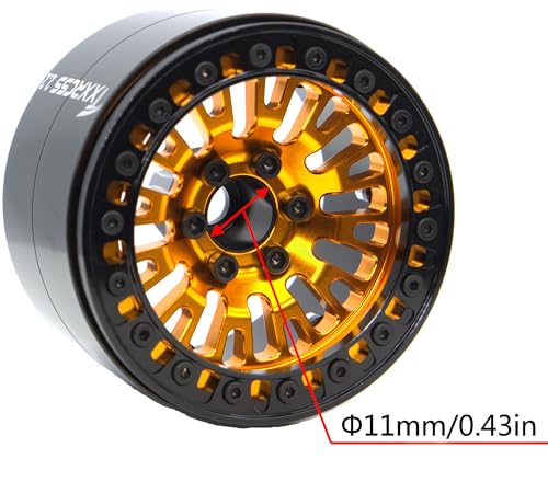 198g Super Heavy Duty 2.2 Beadlock Wheel Rims for 1/10 RC Crawle (Gold Black) - color: Gold Black