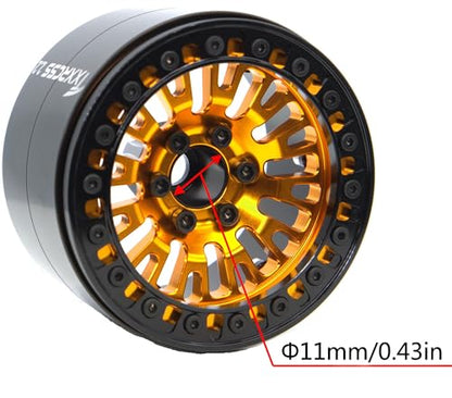 198g Super Heavy Duty 2.2 Beadlock Wheel Rims for 1/10 RC Crawle (Gold Black) - color: Gold Black