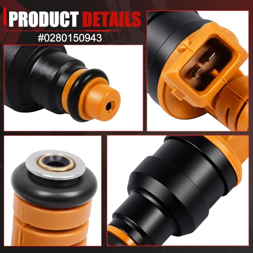 0280150943 Fuel Injectors Set of 8 Compatible with Ford 1993-2004 E150 4.2L - color: F-0280150943