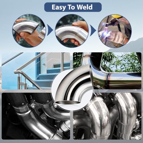 2-Pack 3-Inch 90-Degree Mandrel Bend Exhaust Elbow, 304 Stainless Steel, 0.047 Inch Wall Thickness, 185mm Back Arc Length, Ideal for Custom Exhaust Systems - size: 3 inches