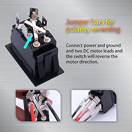 weideer 12V Reverse Polarity Switch Momentary Power Jack Rocker Switch DC Motor Control DPDT 4 Pin(ON)-Off-(ON) 20A 12 Volt DC RV Switch with Wires - color: BK-RET/EXT 4pin, size: Momentary