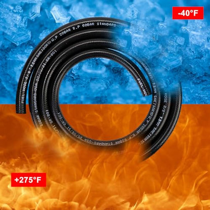3/8" Fuel Line Hose, SAE 30R10 5FT 300PSI High Pressure Submersible for Automotive Fuel Systems Engines - size: 3/8"-5FT